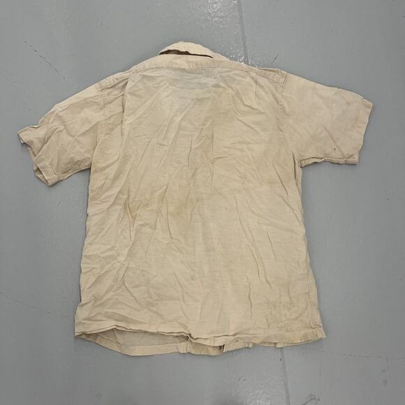 Vintage 50s Norris Casuals Tan Cotton Loop Collar Shirt - Picture 5 of 6